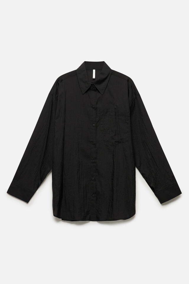 Рубашка oversize из полупрозрачной ткани - цвет черный - 8