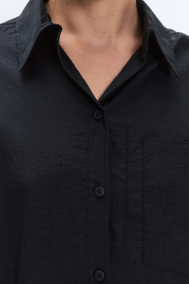 Рубашка oversize из полупрозрачной ткани - цвет черный - 6