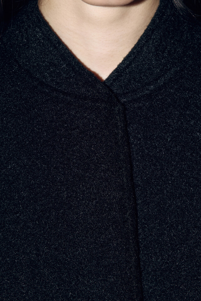 Куртка-бомбер oversize из ворсистой ткани - цвет черный - 6