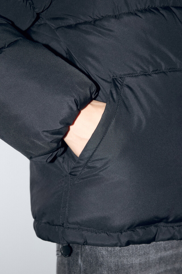 Куртка oversize стеганая с воротником-стойкой - цвет черный - 7