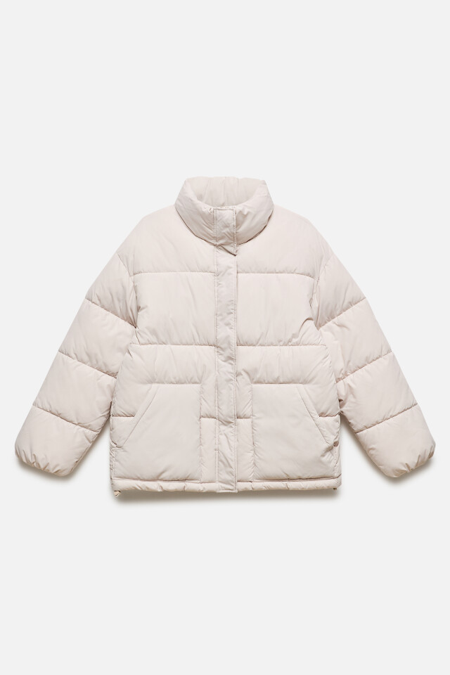 Куртка oversize стеганая с воротником-стойкой - цвет бежевый - 10