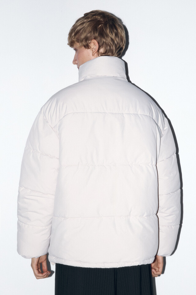 Куртка oversize стеганая с воротником-стойкой - цвет бежевый - 5
