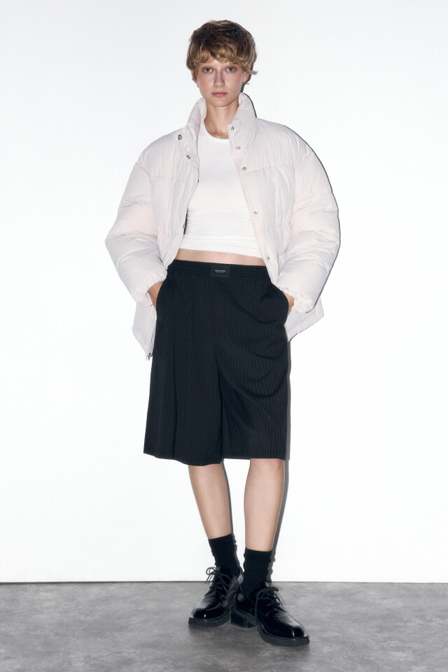 Куртка oversize стеганая с воротником-стойкой - цвет бежевый - 6