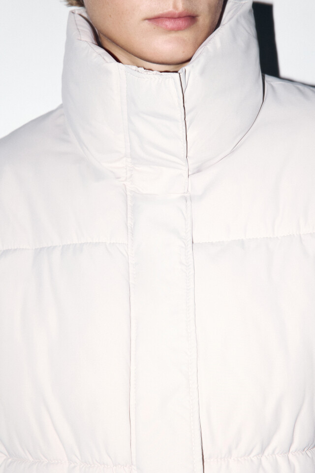 Куртка oversize стеганая с воротником-стойкой - цвет бежевый - 7