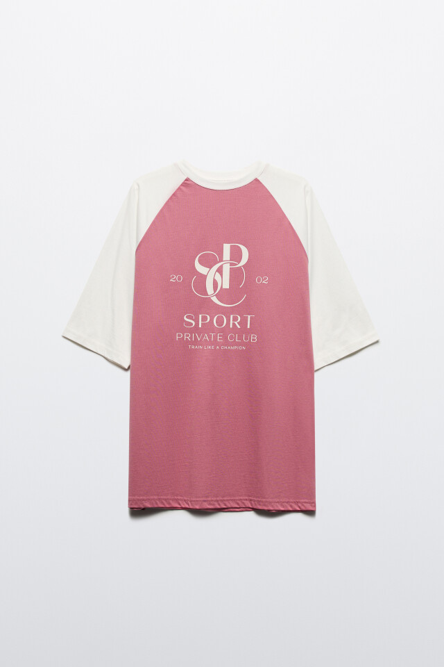 Футболка oversize спортивная с принтом - цвет розовый - 9