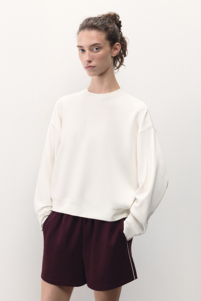 Свитшот oversize спортивный из модала - цвет ванильный - 3