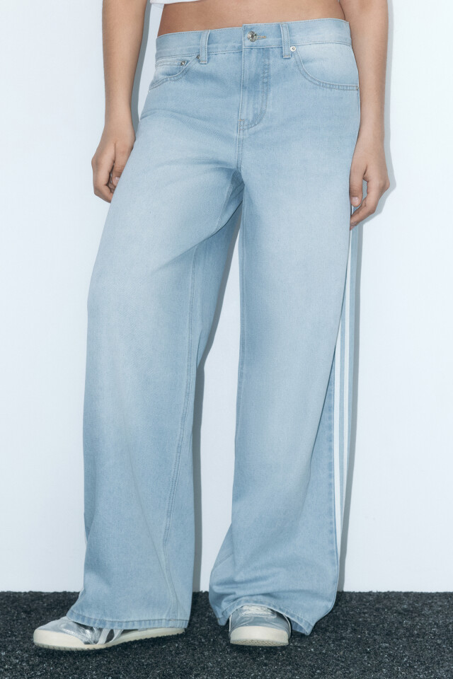 Джинсы baggy fit широкие с лампасами - цвет голубой - 2