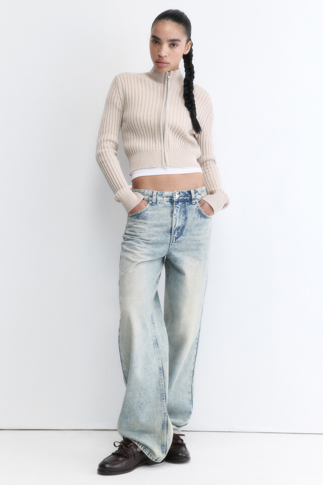 Джинсы baggy fit с эффектом масляной стирки - цвет синий - 4