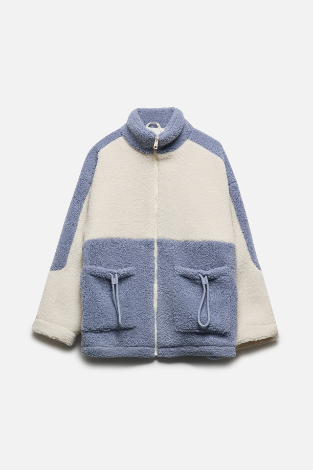Куртка-бомбер oversize из искусственного меха - цвет голубой - 10