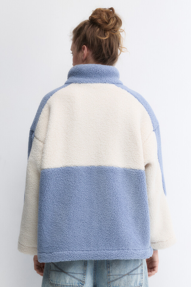 Куртка-бомбер oversize из искусственного меха - цвет голубой - 5