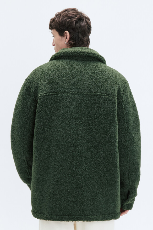 Куртка-чебурашка oversize флисовая с карманом - цвет зеленый - 4