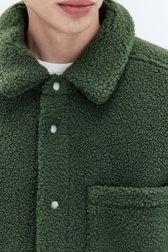 Куртка-чебурашка oversize флисовая с карманом - цвет зеленый - 6