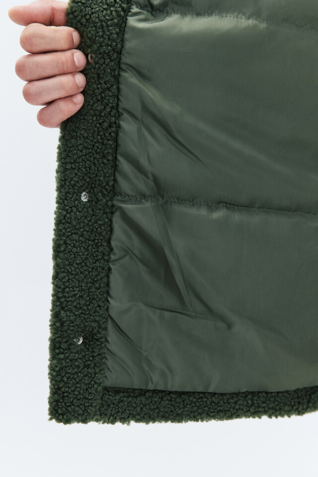 Куртка-чебурашка oversize флисовая с карманом - цвет зеленый - 8