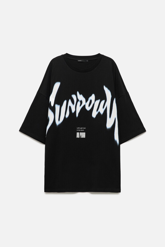 Футболка oversize с принтом в стиле гранж - цвет черный - 8