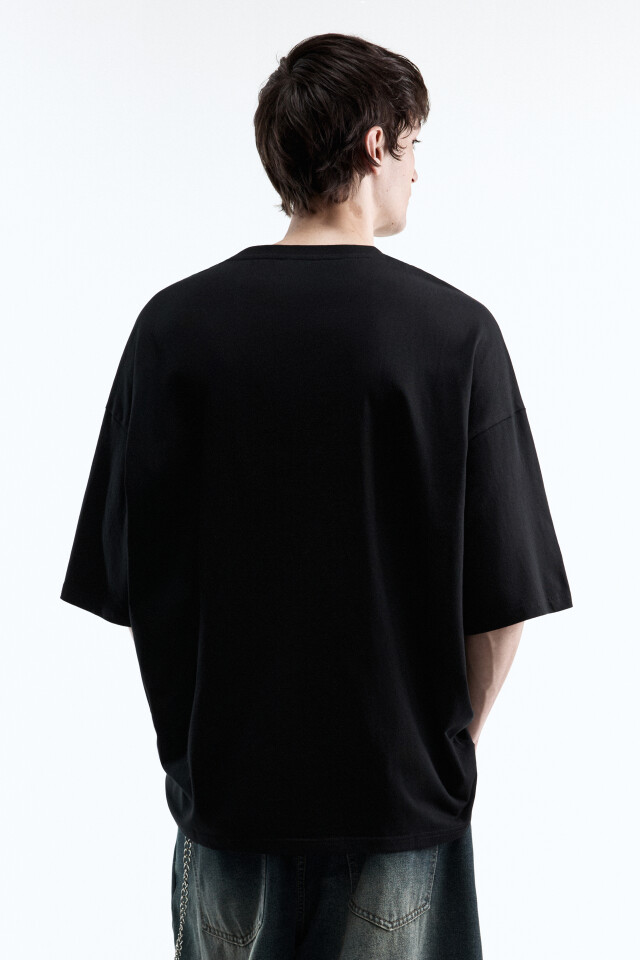 Футболка oversize с принтом в стиле гранж - цвет черный - 4