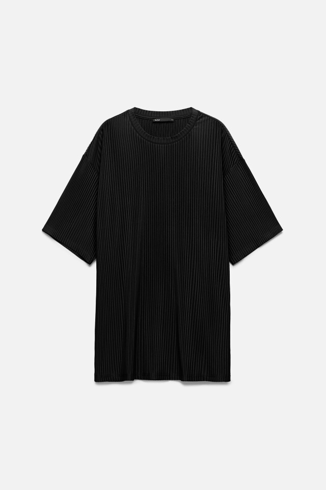 Футболка oversize спортивная из жатой ткани - цвет черный - 8
