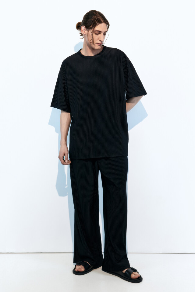 Футболка oversize спортивная из жатой ткани - цвет черный - 5