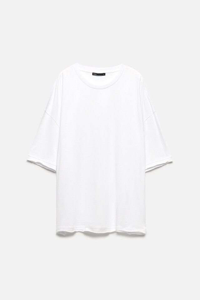 Футболка oversize хлопковая однотонная - цвет белый - 8