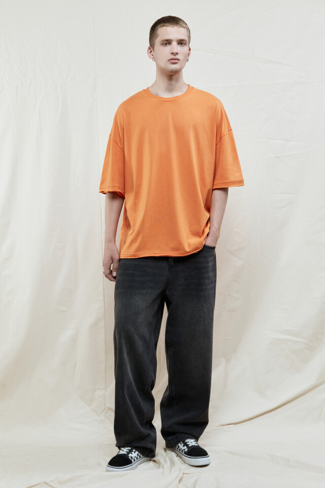 Футболка oversize хлопковая однотонная - цвет оранжевый - 5