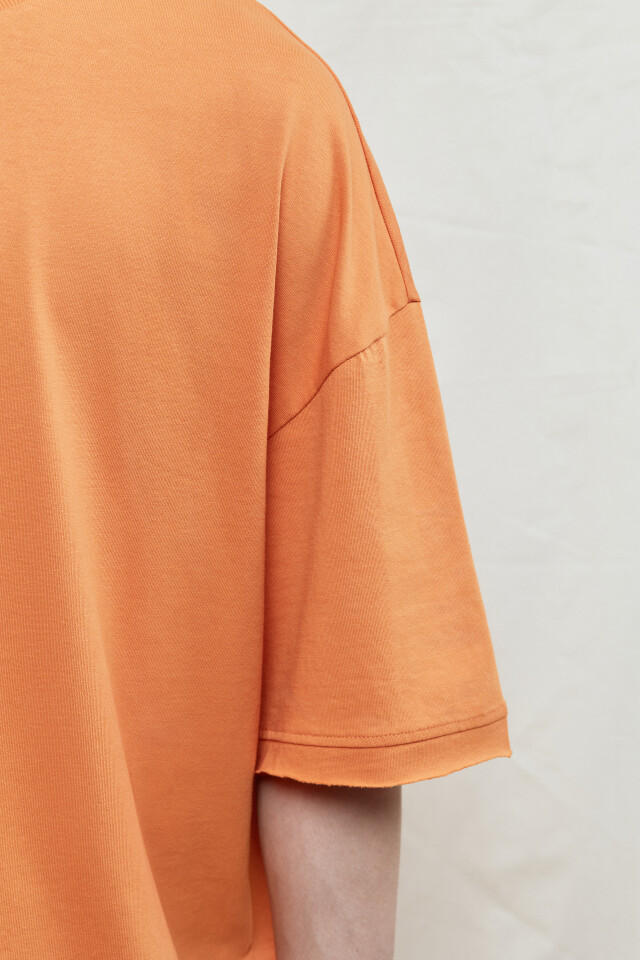 Футболка oversize хлопковая однотонная - цвет оранжевый - 7