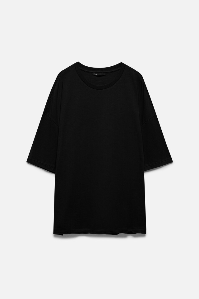 Футболка oversize хлопковая однотонная - цвет черный - 8
