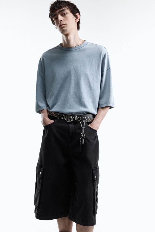 Футболка oversize с вареным эффектом и принтом - цвет мятный - 2