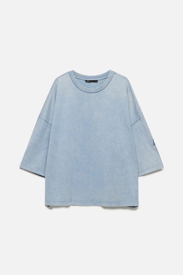 Футболка oversize с вареным эффектом и принтом - цвет мятный - 9