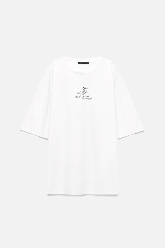 Футболка oversize хлопковая с принтом - цвет белый - 8