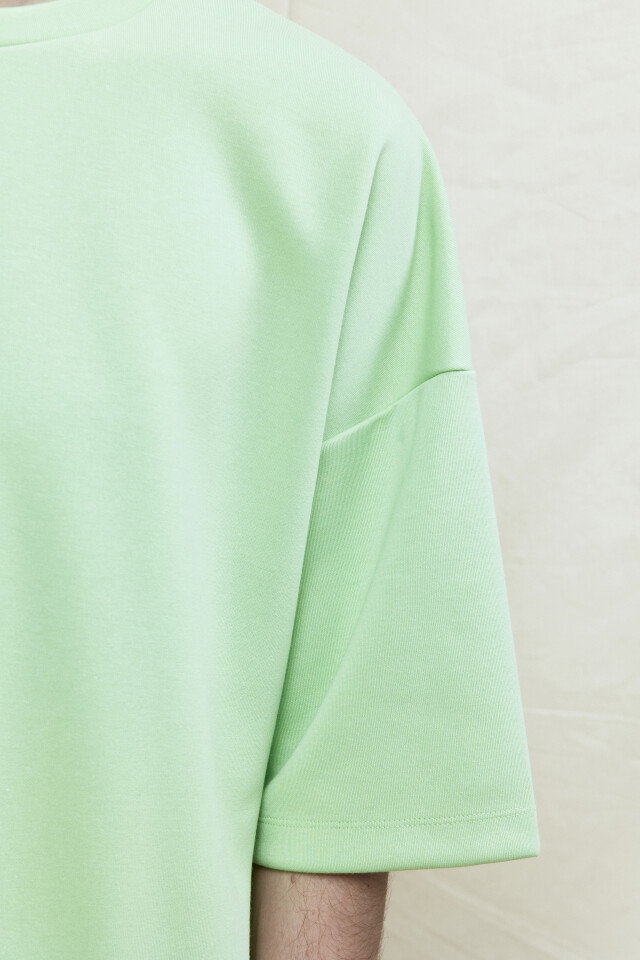 Футболка oversize с резинкой в рубчик - цвет зеленый - 7