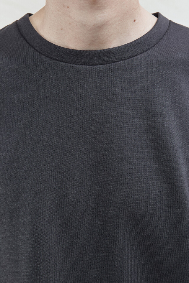 Футболка oversize с резинкой в рубчик - цвет серый - 6