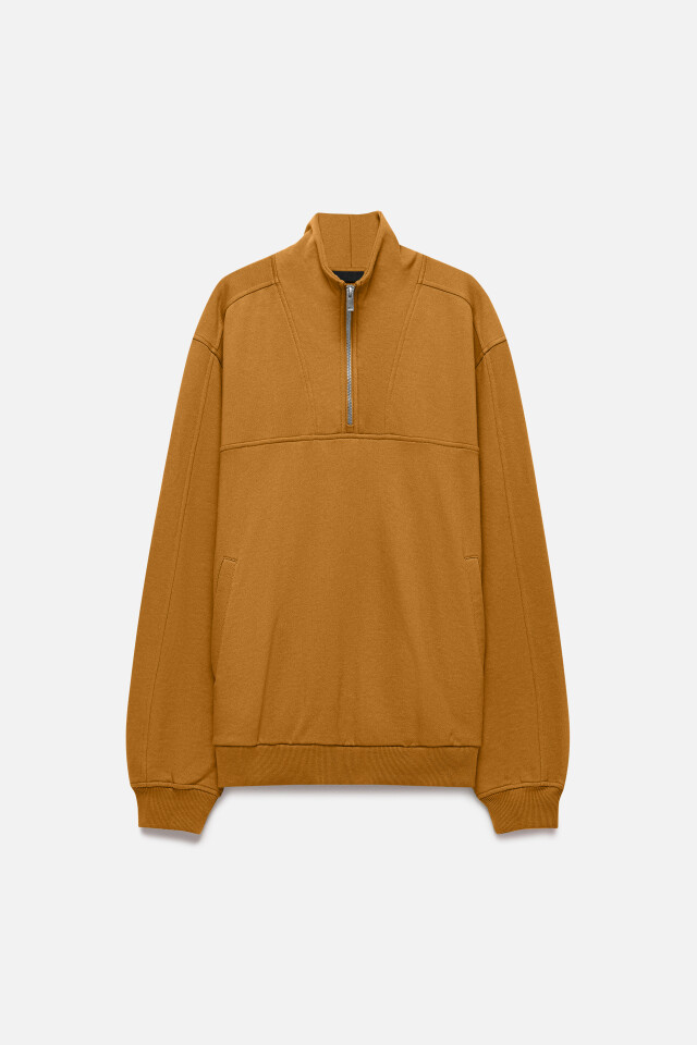 Толстовка oversize с воротником-стойкой на молнии - цвет коричневый - 11