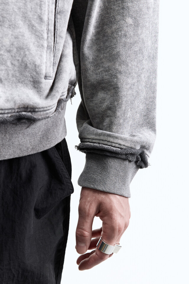 Худи-зипка oversize с вареным эффектом - цвет серый - 8