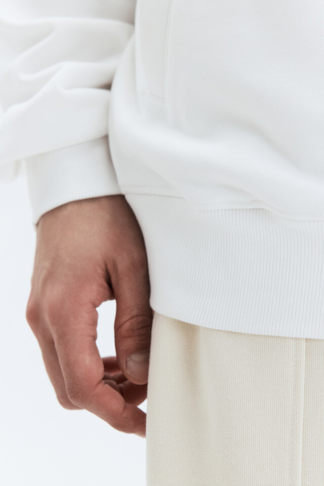 Толстовка half-zip из футера с принтом-надписью - цвет белый - 7