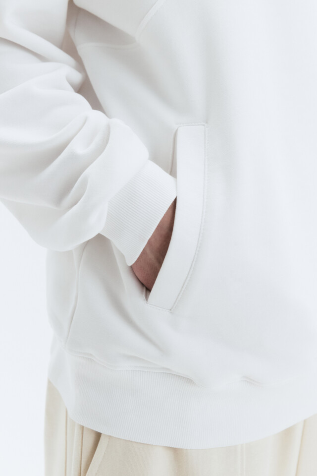 Толстовка half-zip из футера с принтом-надписью - цвет белый - 8