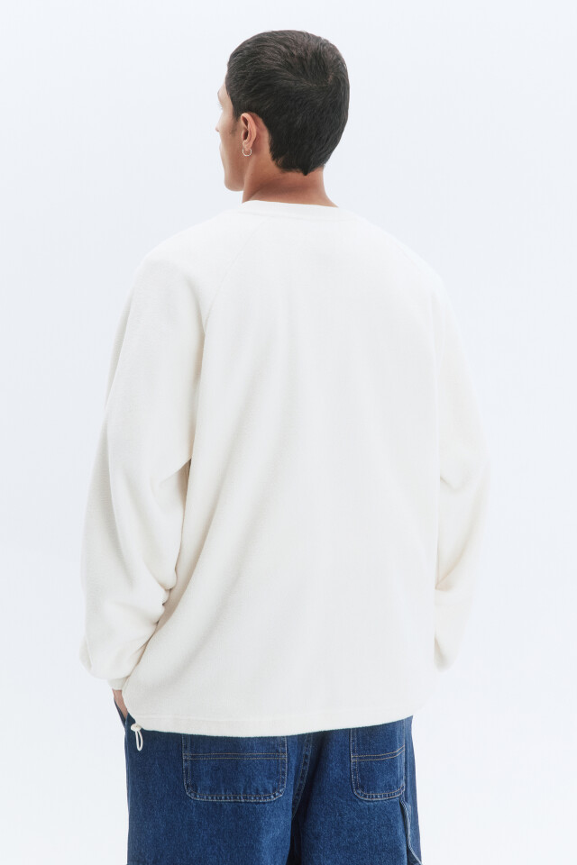 Свитшот oversize флисовый с принтом - цвет бежевый - 2