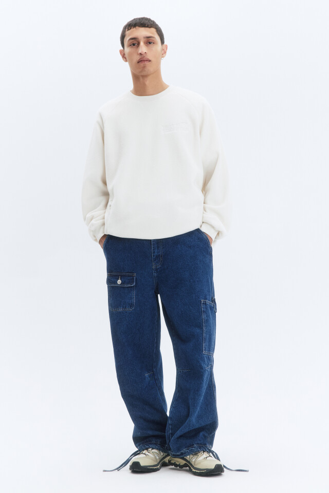 Свитшот oversize флисовый с принтом - цвет бежевый - 4