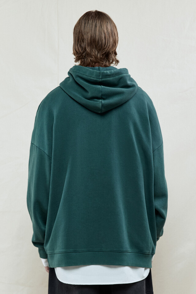 Худи oversize с капюшоном и принтом - цвет зеленый - 6