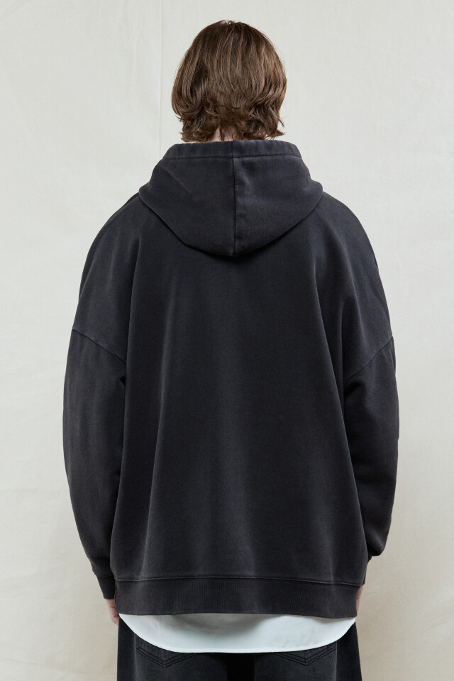 Худи oversize с капюшоном и принтом - цвет черный - 4