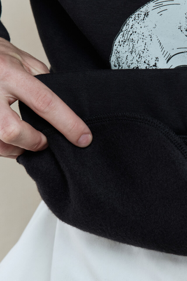Худи-зипка oversize с капюшоном и принтом - цвет черный - 7