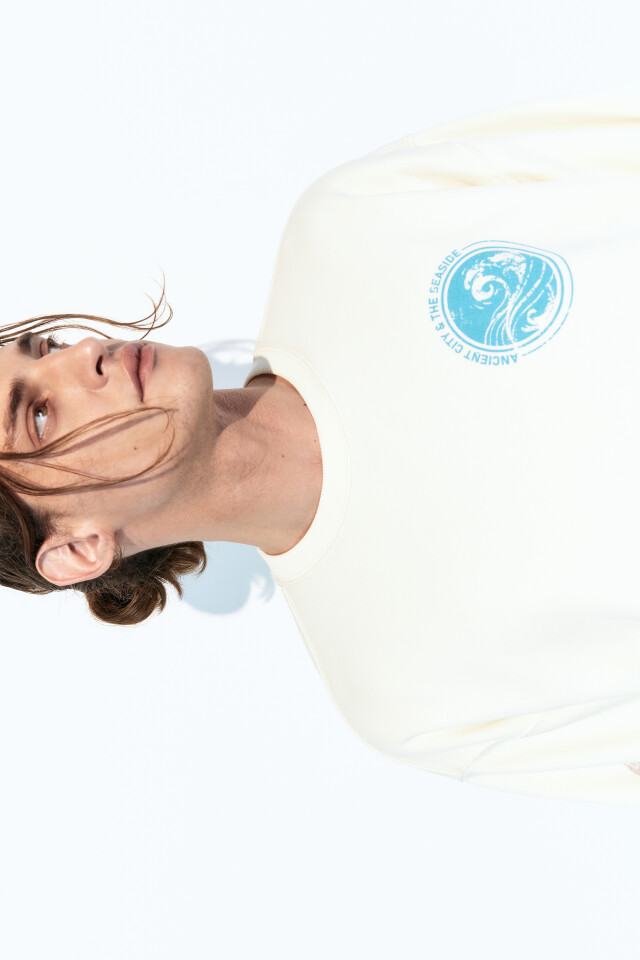 Свитшот oversize из футера с принтом - цвет белый - 6