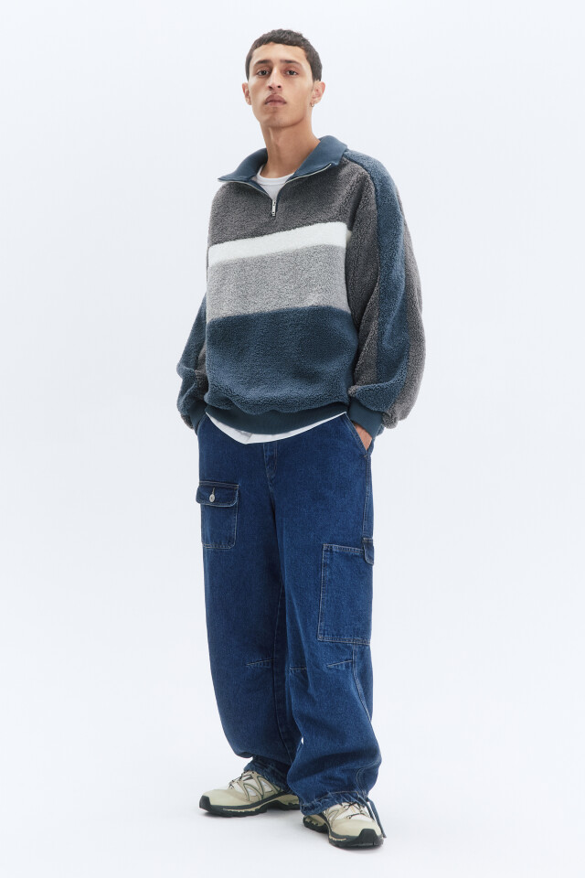 Толстовка half-zip флисовая с воротником-стойкой - цвет серый - 5