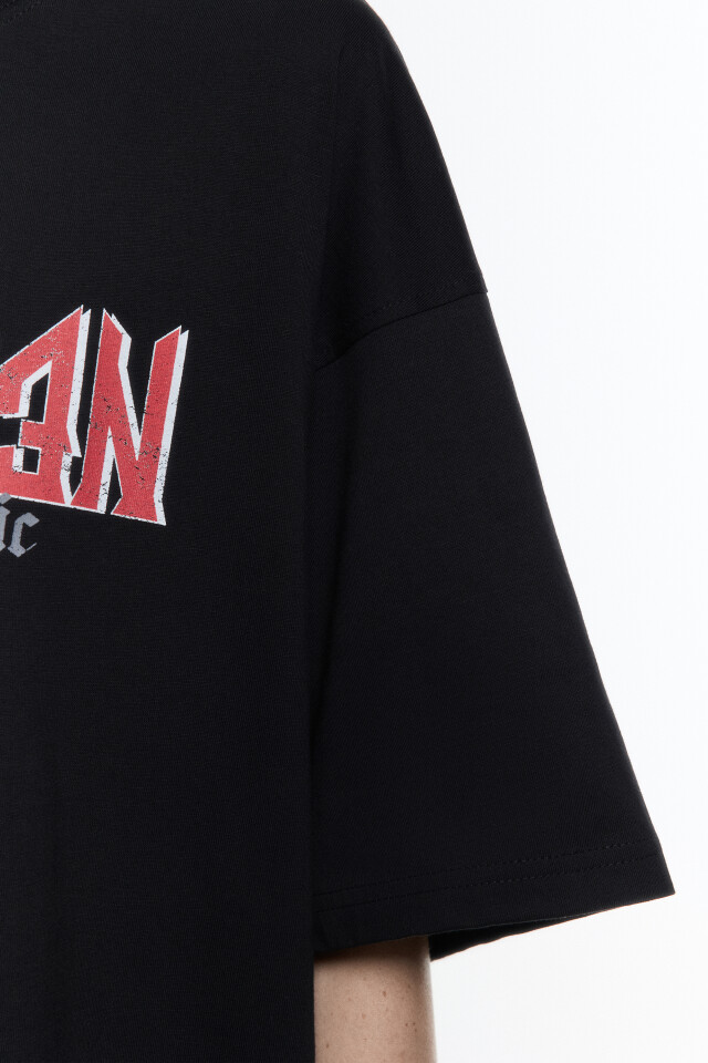 Футболка oversize с принтом в стиле гранж - цвет черный - 7