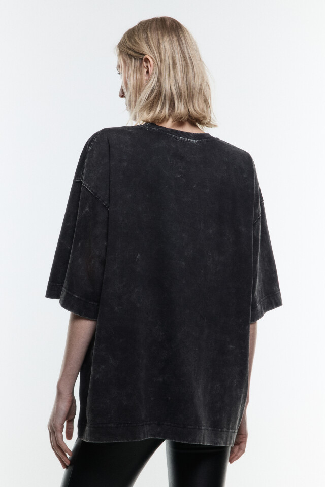 Футболка oversize плотная с вареным эффектом - цвет серый - 4