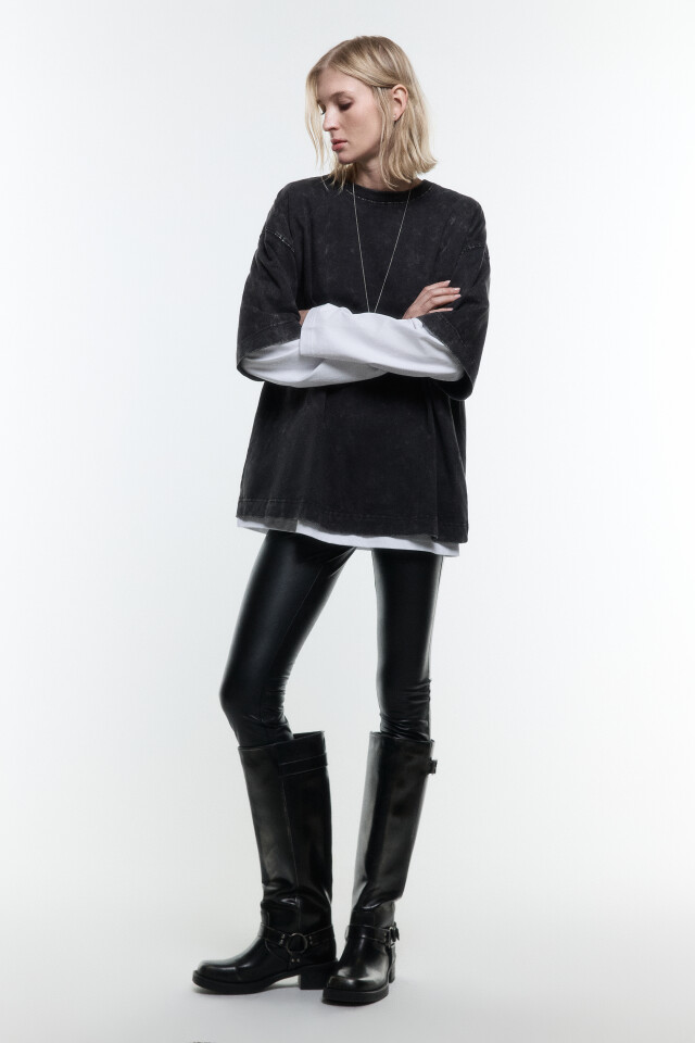 Футболка oversize плотная с вареным эффектом - цвет серый - 5