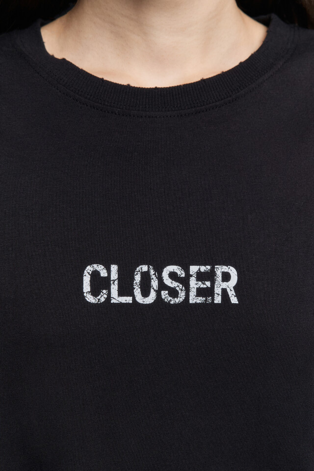 Лонгслив oversize с рукавами из сетки - цвет черный - 6
