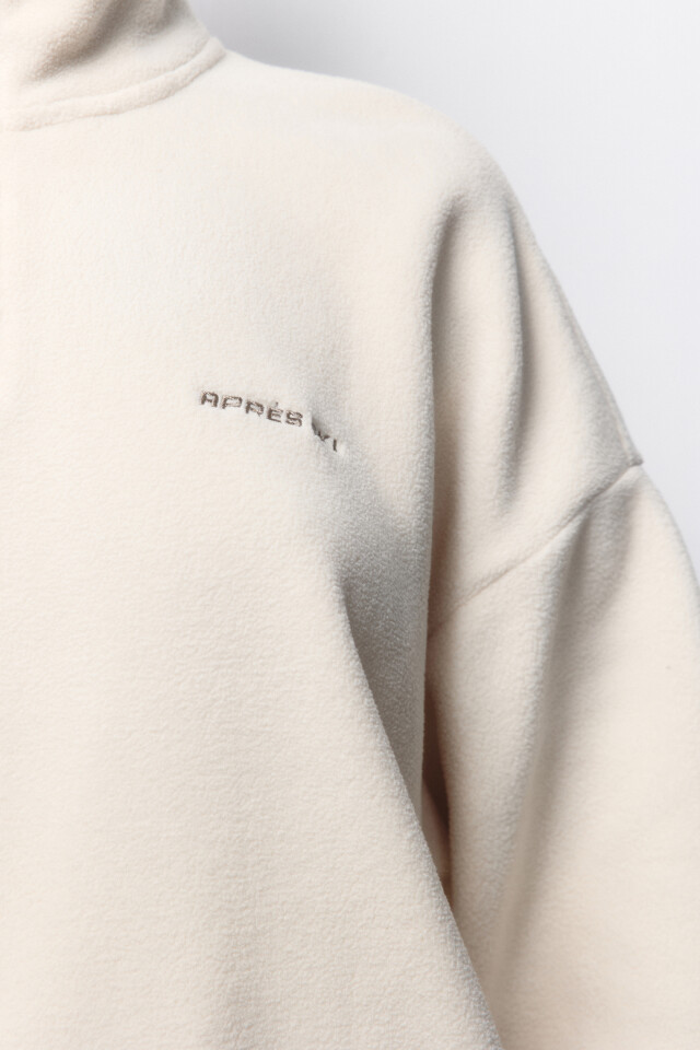 Толстовка half zip флисовая с надписью - цвет бежевый - 7