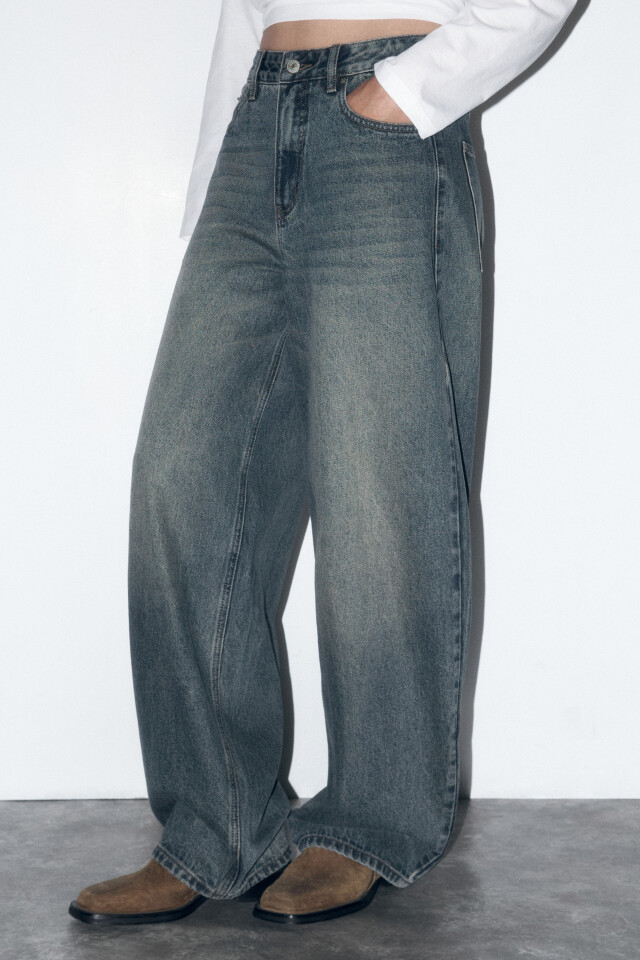 Джинсы baggy fit широкие со средней посадкой - цвет синий - 3
