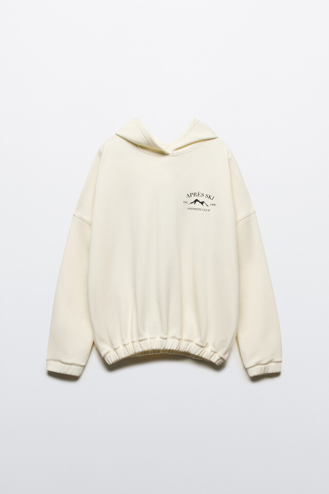 Худи oversize спортивная с капюшоном и принтом - цвет ванильный - 9