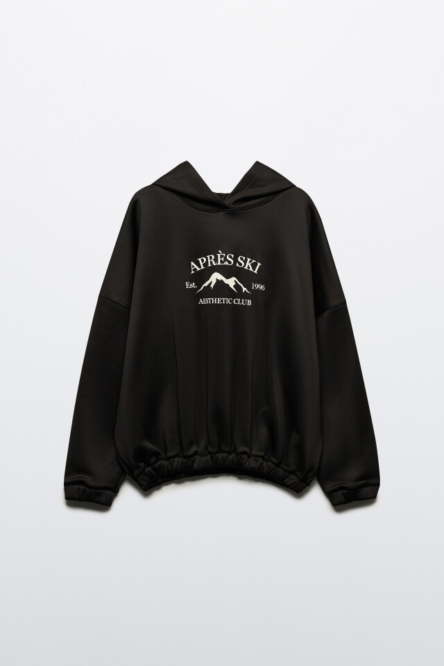 Худи oversize спортивная с капюшоном и принтом - цвет черный - 10