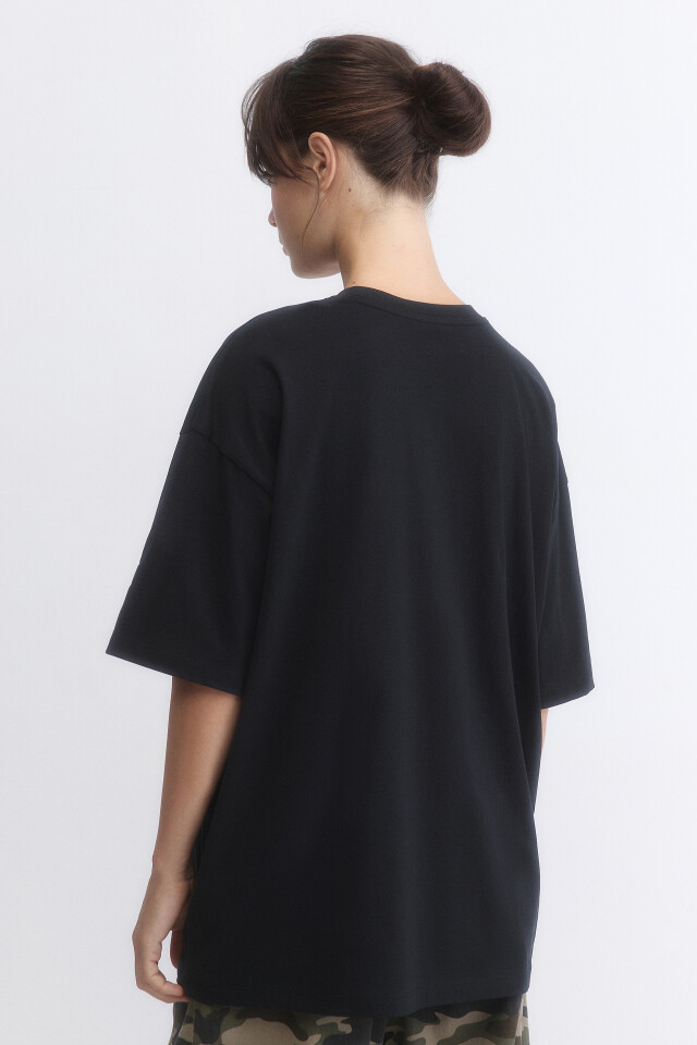 Футболка oversize с принтом в стиле аниме - цвет черный - 4